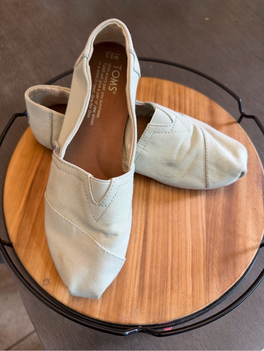 Toms Slip-On Canvas Flats in Pale Sage